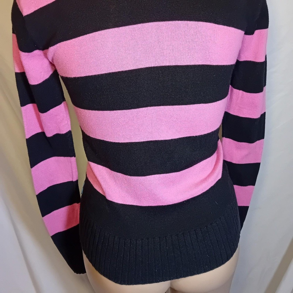 VTG Y2K Juniors XX by MEXX Jeans Stripe Zip Mock Neck Sweater Emo Punk Scene XS - Picture 12 of 16